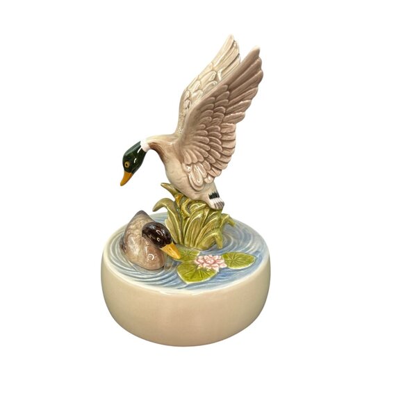 1979 Otagiri Japan Mallard Duck Ceramic Music Box Over The Rainbow EUC Works - Picture 1 of 8